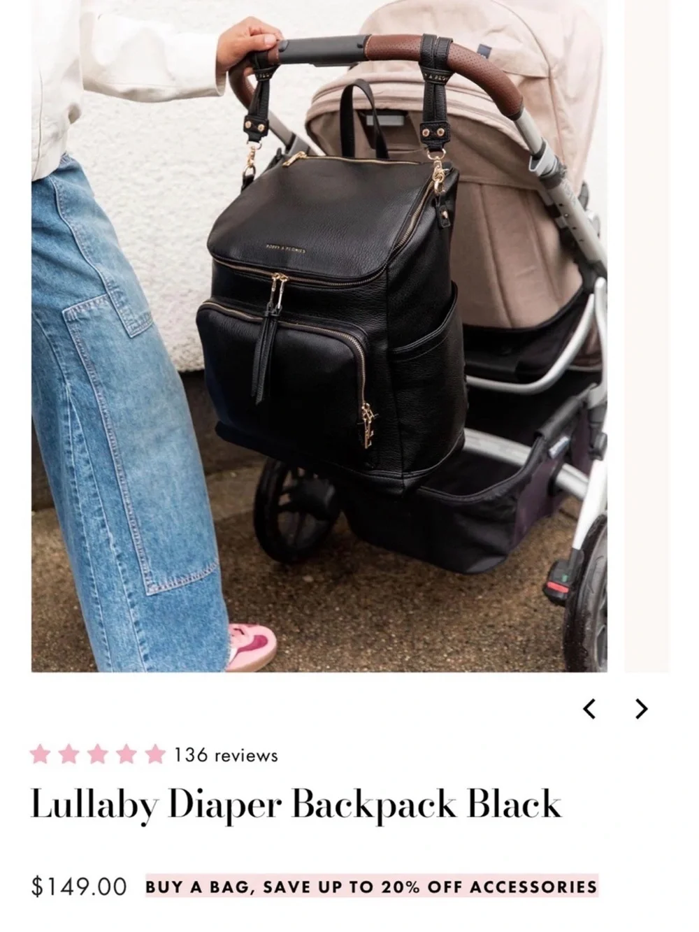 Poppy & Peonies Lullaby Diaper Backpack - Black